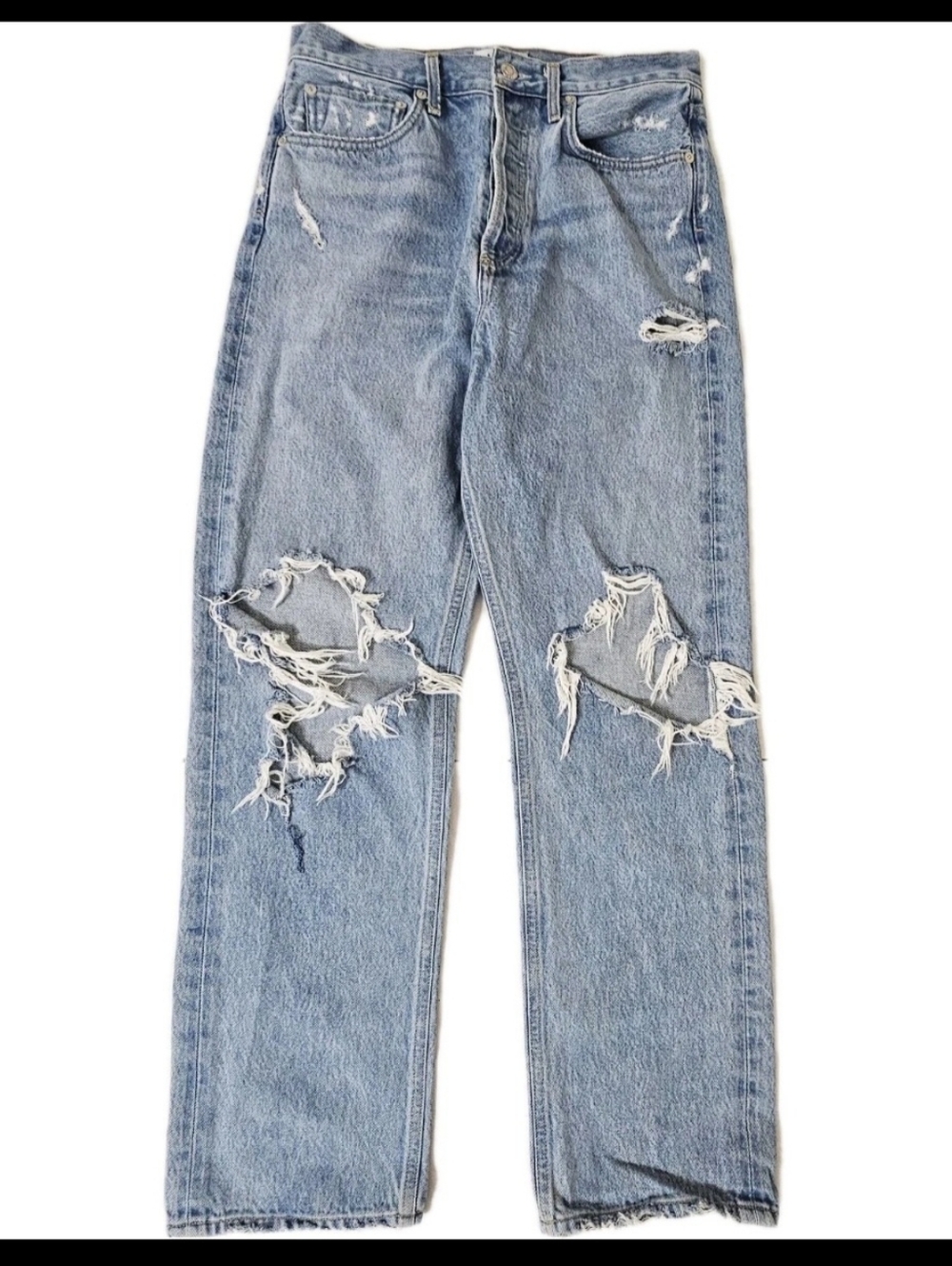 AGOLDE 90’s Mid Rise Loose Fit Jeans Fall Out Wash Distressed 27 Button Fly USA